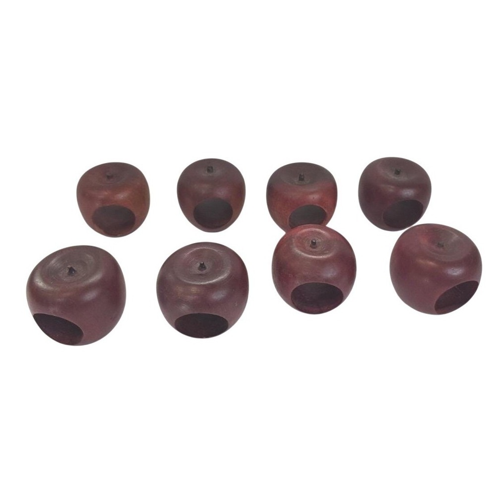 Red Apple Shaped Napkin Ring Holders Wood Set of 8‎ Wooden Table Decor